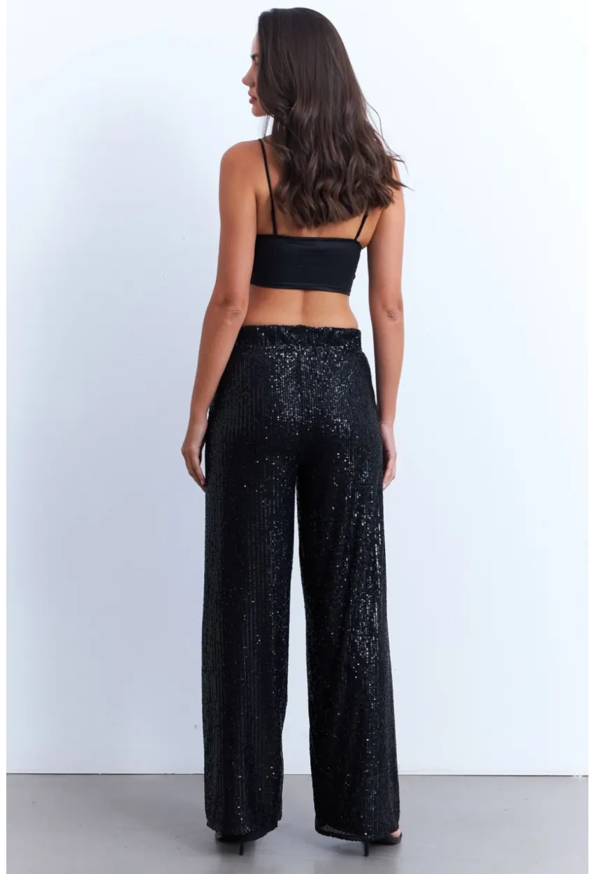 Kadın Siyah Payetli Pantolon SHR8