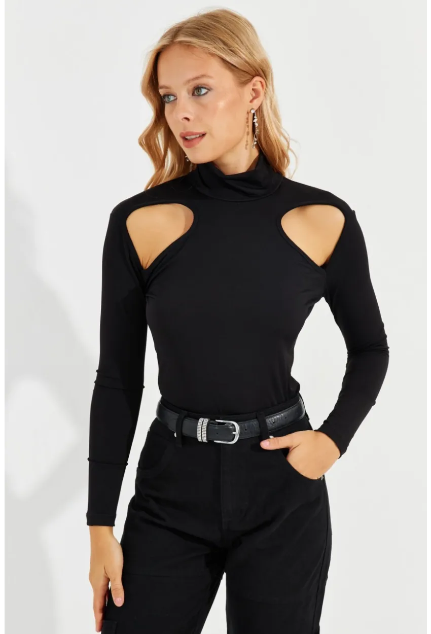 Kadın Siyah Pencereli Bluz MEN2014