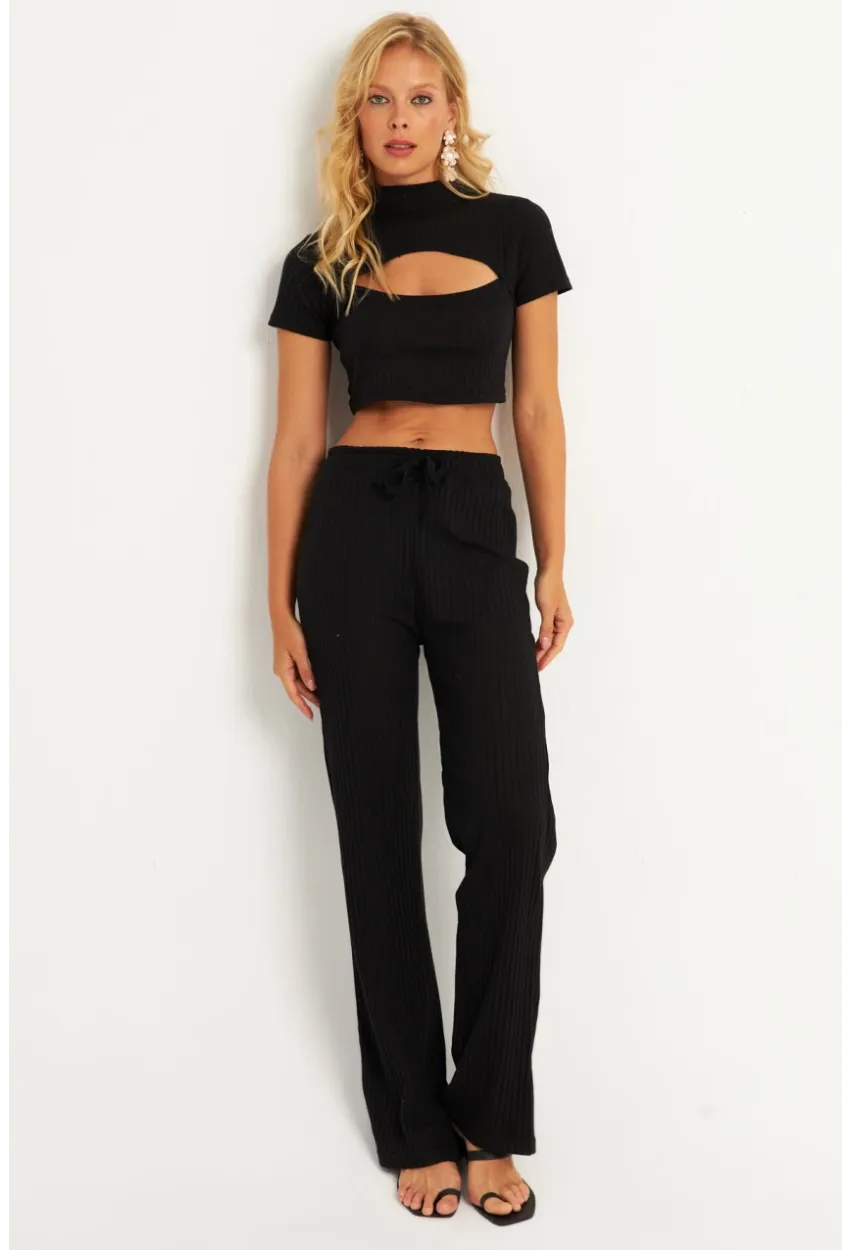 Kadın Siyah Pencereli Takım XL2017