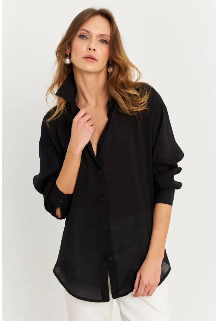 Kadın Siyah Sırtı Açık Gömlek MOD2369-90