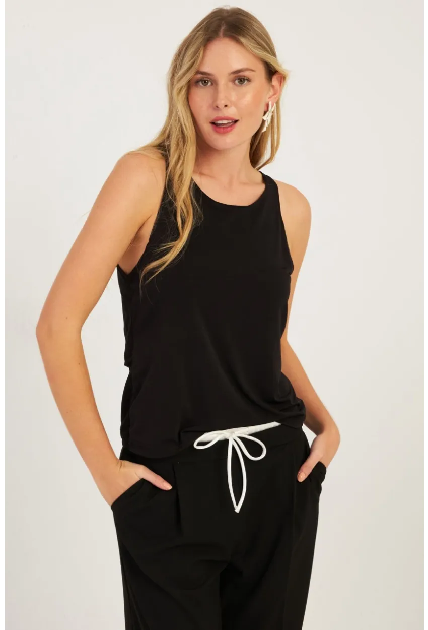 Kadın Siyah Sırtı Çapraz Bluz YZ1029