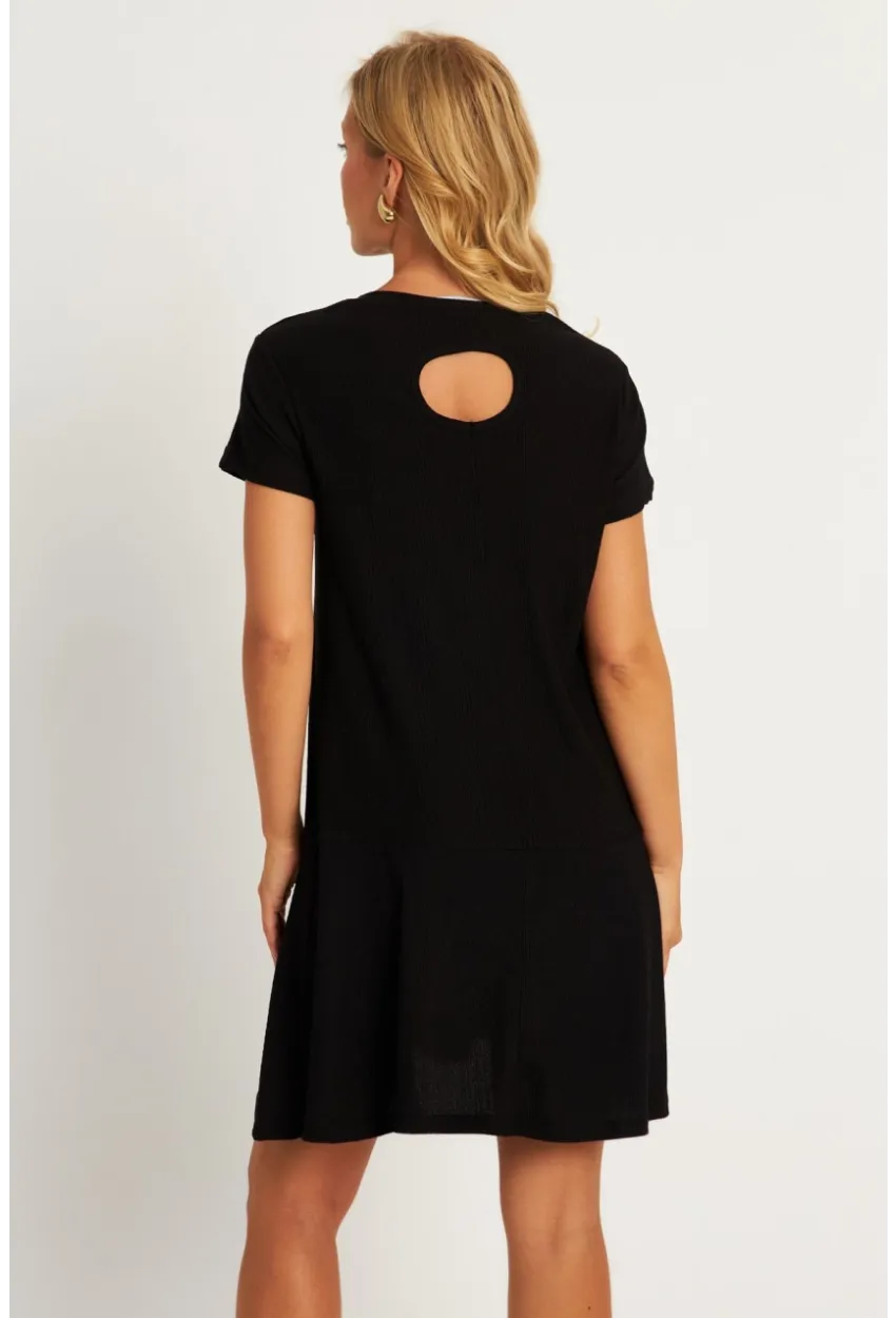 Kadın Siyah Sırtı Detaylı Bürümcük Midi Elbise ST055