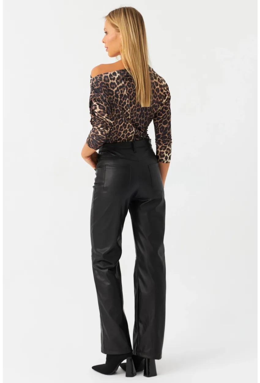 Kadın Siyah Suni Deri Pantolon NH752