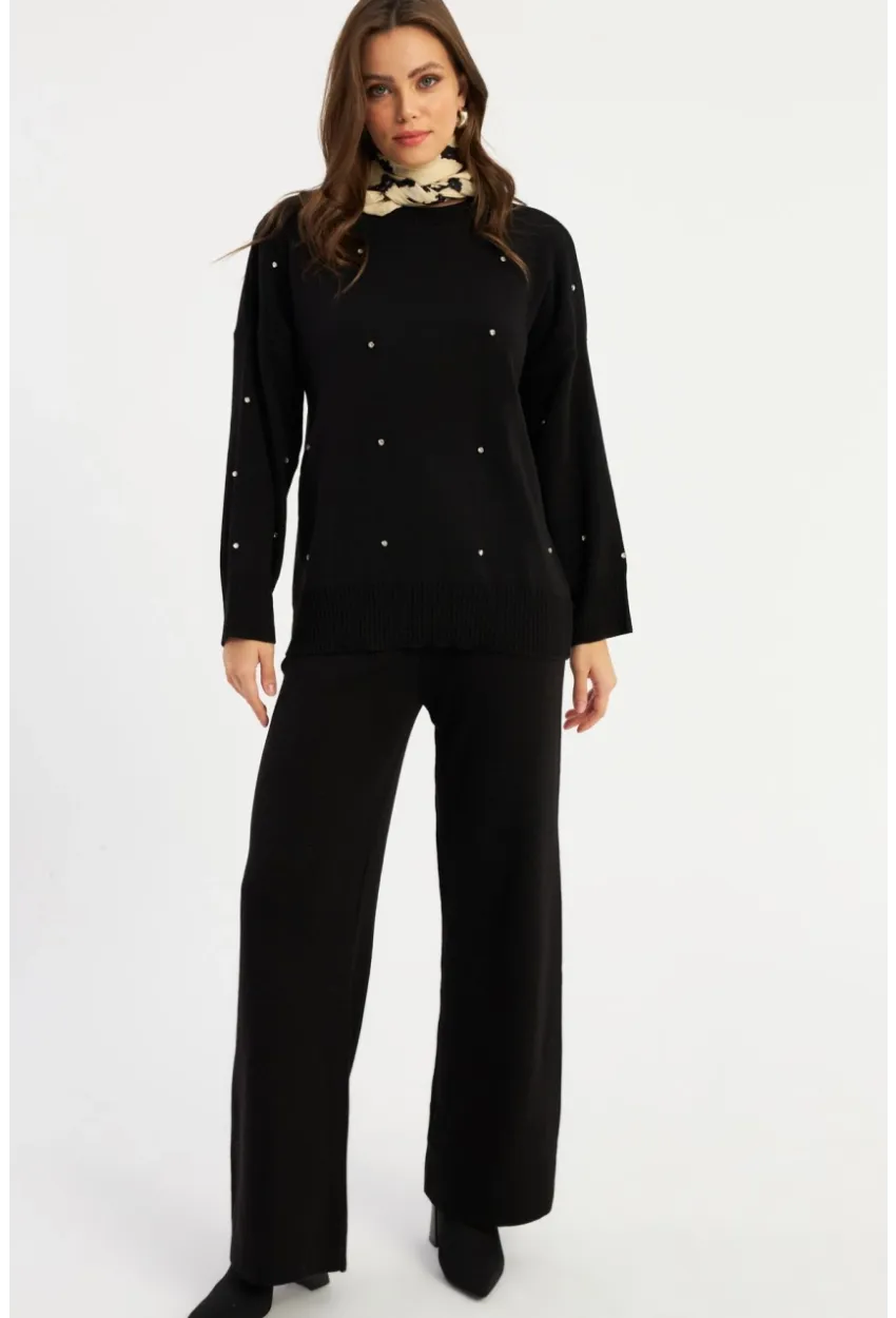 Kadın Siyah Taşlı Alt Üst Takım MYİL10