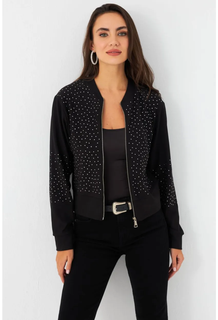 Kadın Siyah Taşlı Ceket RLO81