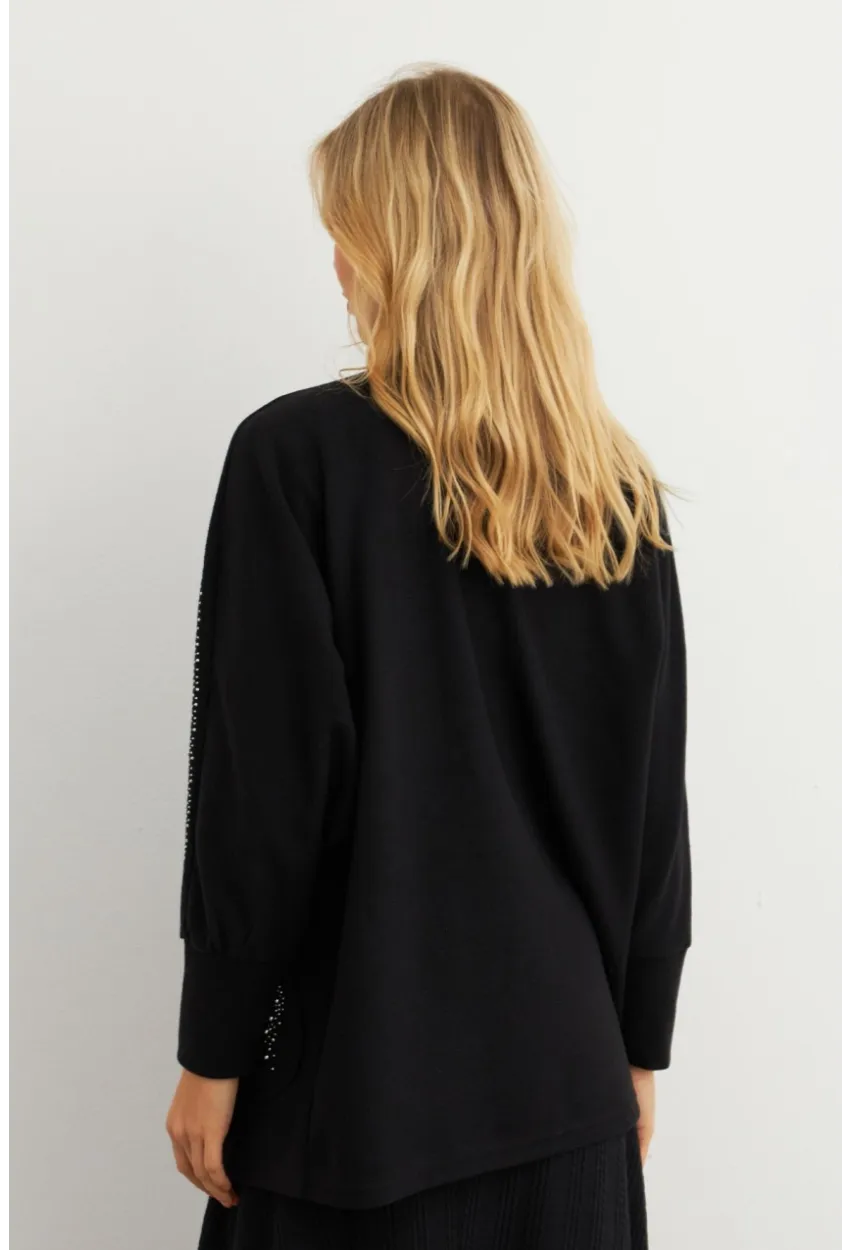 Kadın Siyah Taşlı Hırka MPK813