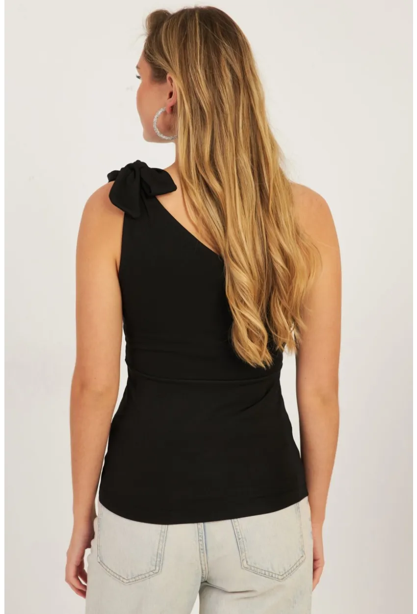 Kadın Siyah Tek Omuz Bluz  EY2756