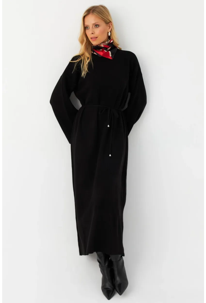 Kadın Siyah Triko Maxi Elbise MTC3367