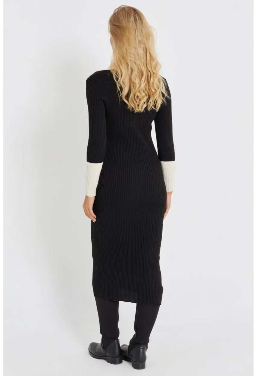 Kadın Siyah Triko Midi Elbise KED139
