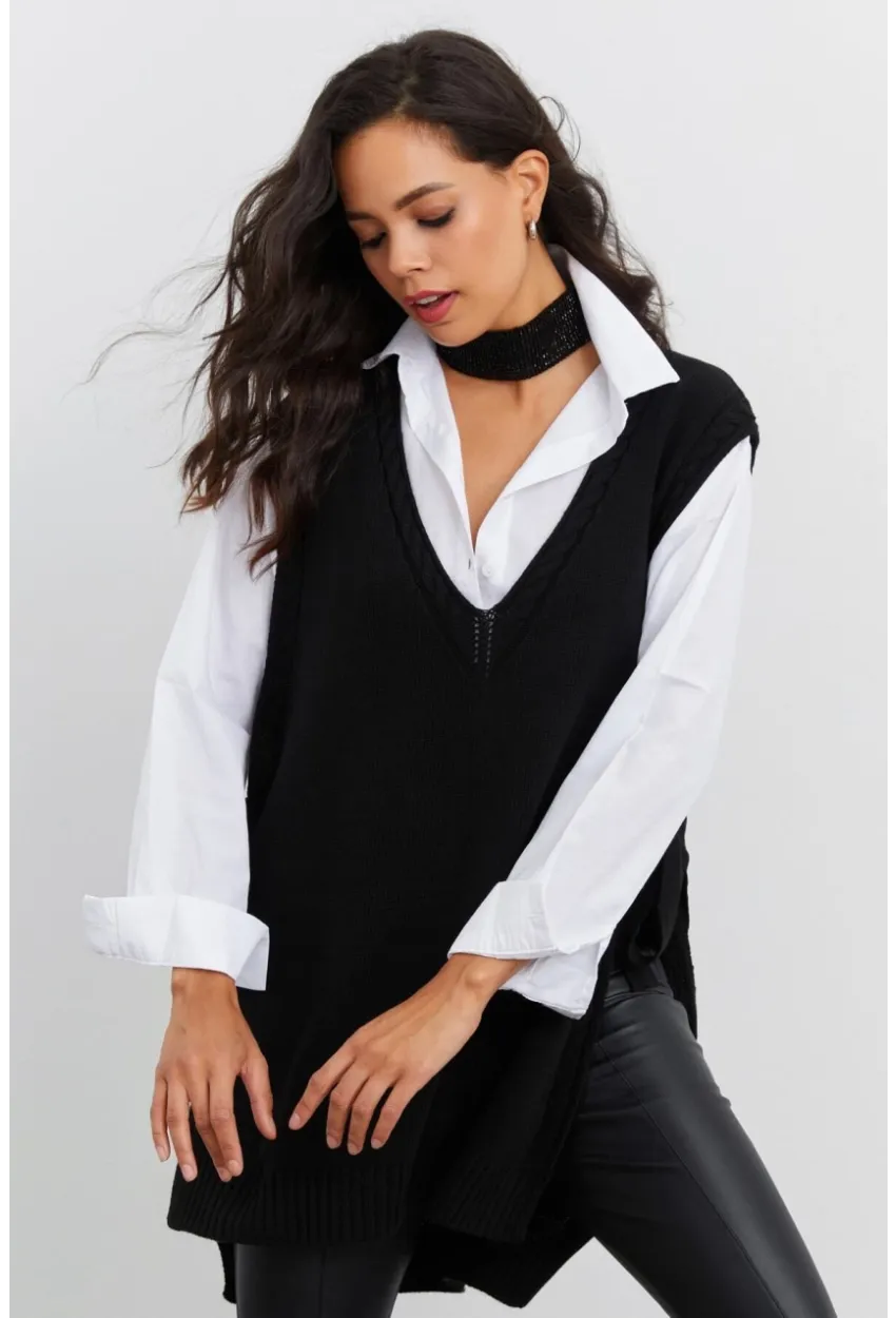 Kadın Siyah Triko Süveter YV103