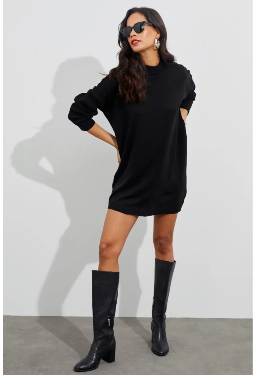 Kadın Siyah Triko Tunik YV110