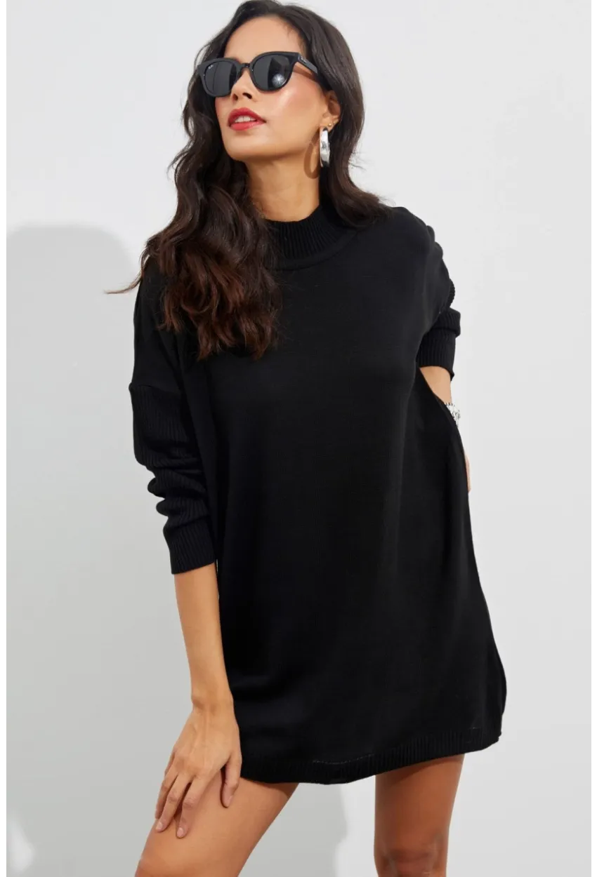 Kadın Siyah Triko Tunik YV110