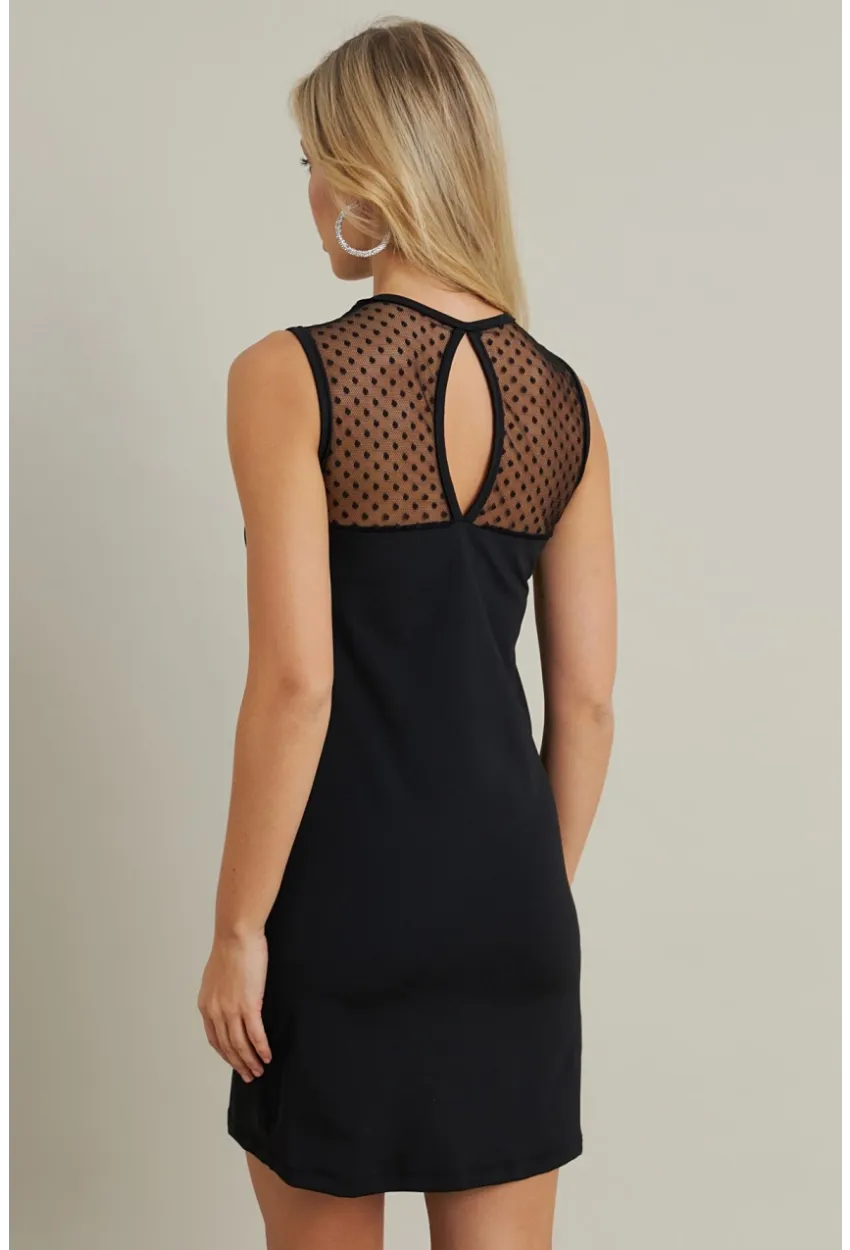 Kadın Siyah Tül Detaylı Mini Elbise TF77