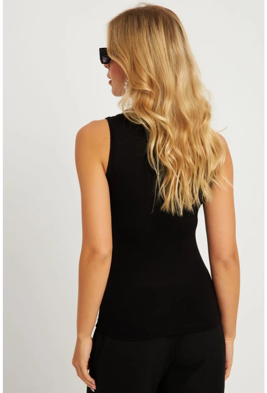 Kadın Siyah V Yaka Bantlı Bluz EY2838