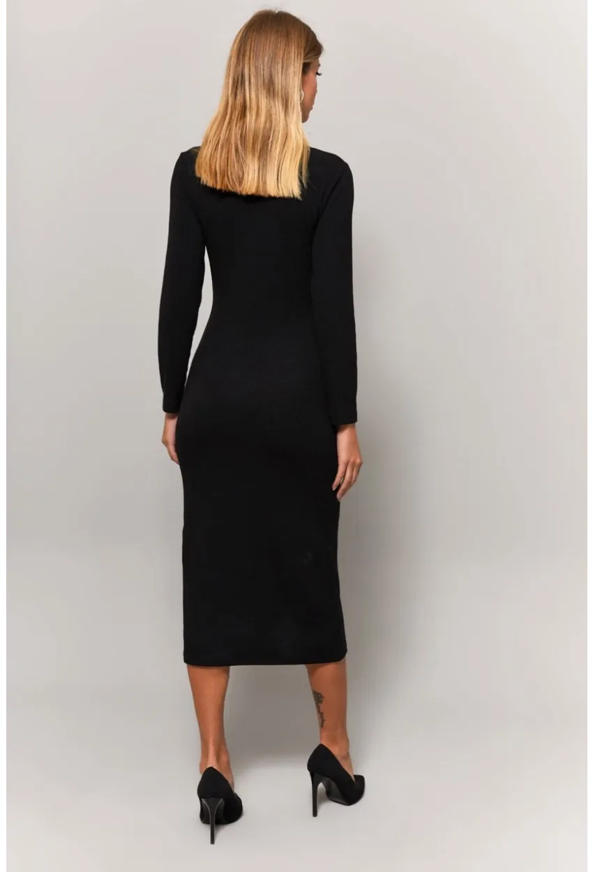 Kadın Siyah V Yaka Yakalı Elbise Yİ1940