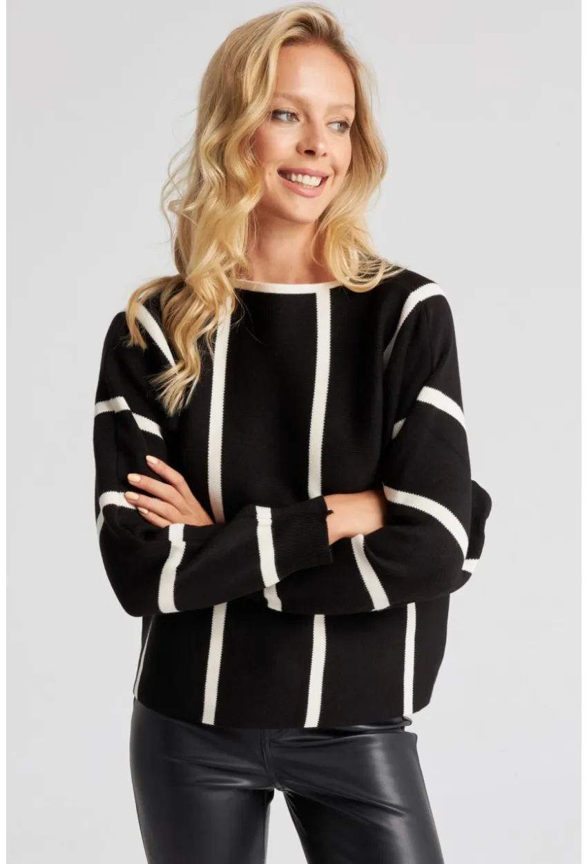 Kadın Siyah Yarasa Kol Triko Kazak YZ522