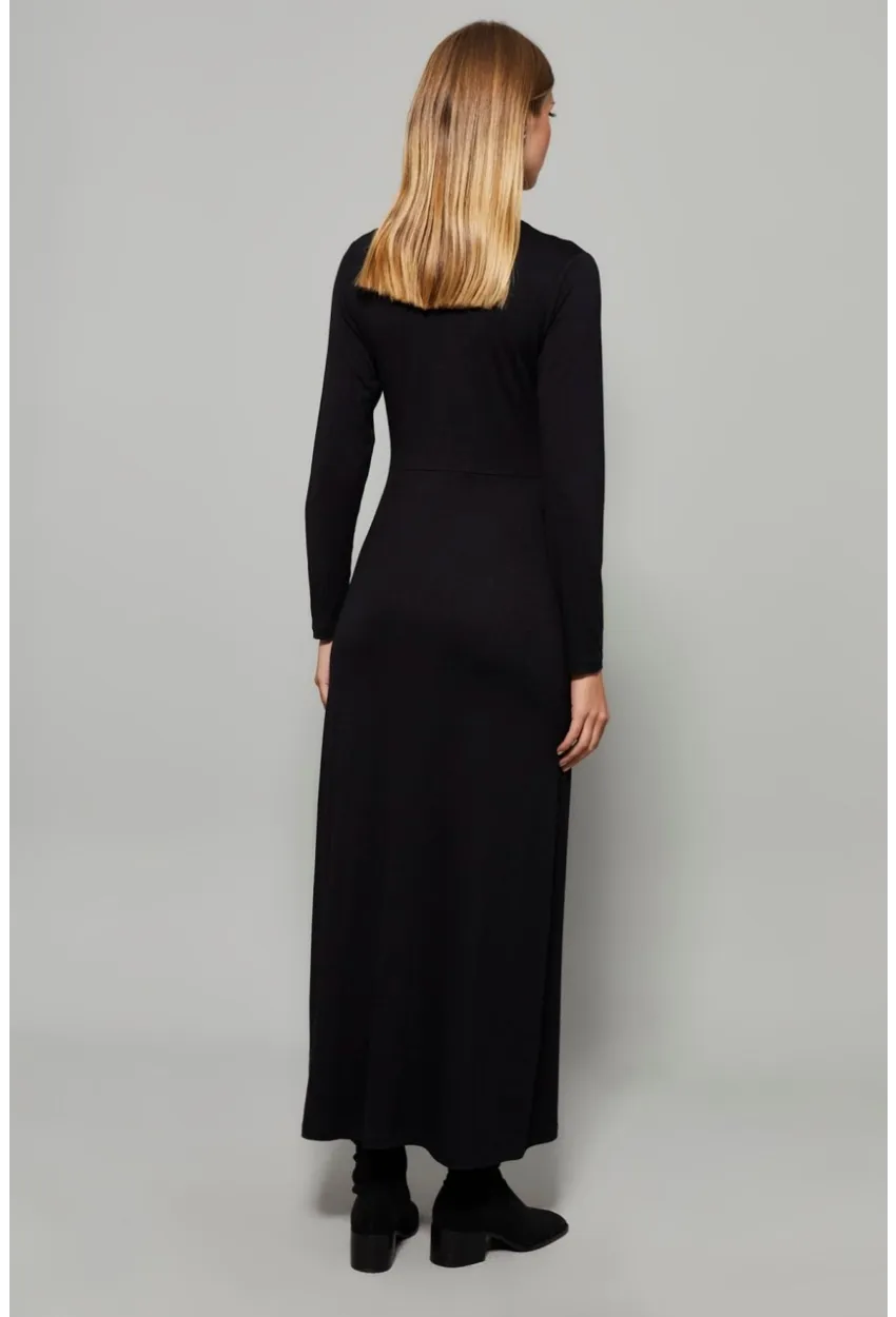 Kadın Siyah Yarım Balıkçı Maxi Elbise Yİ2006