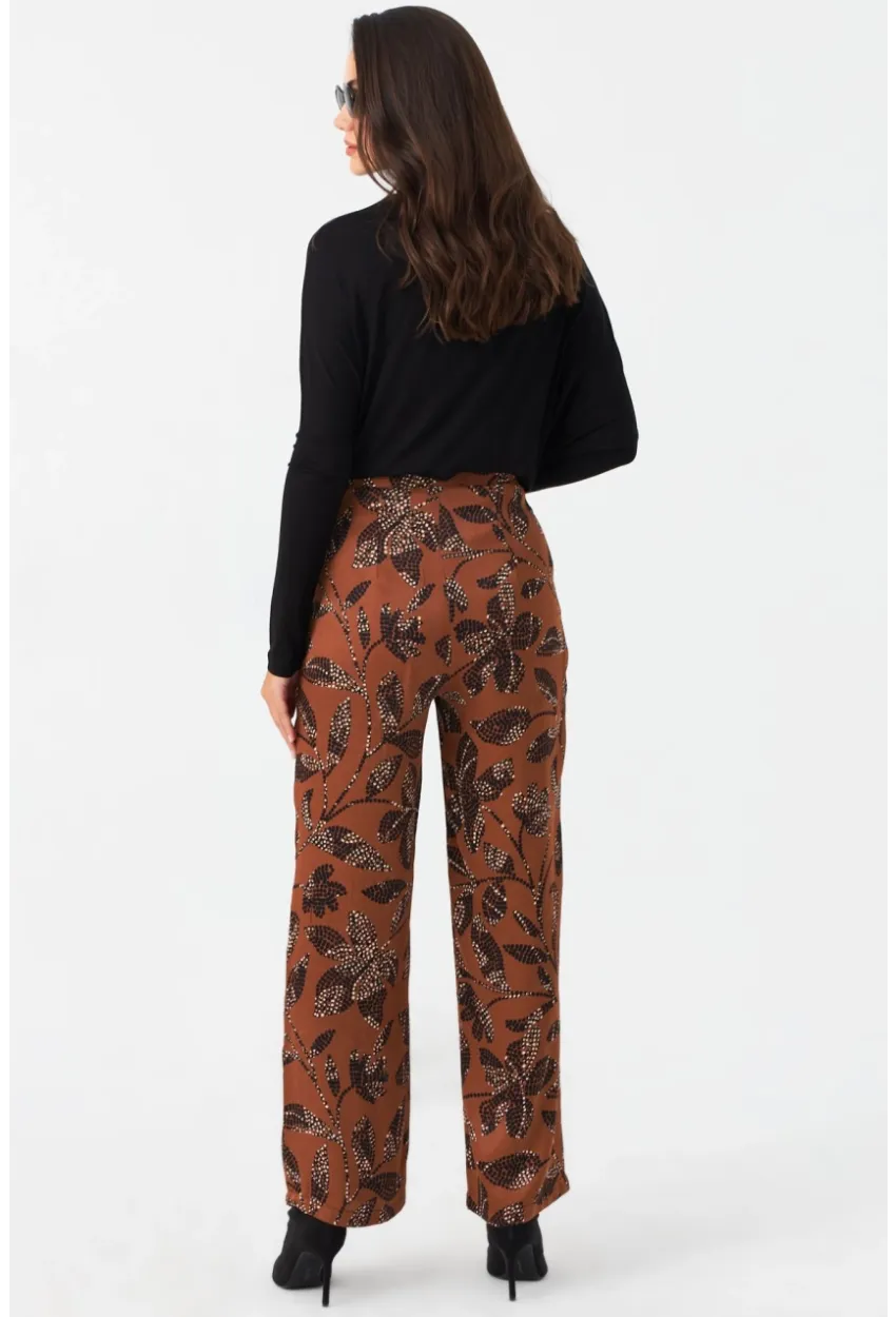 Kadın Taba Desenli Saten Pantolon MCAR1069