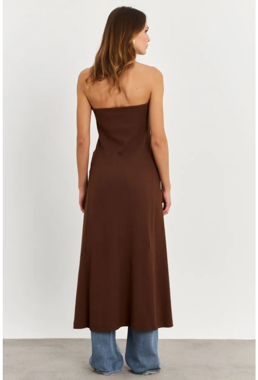 Kadın Taba Düğme Detaylı Uzun Yelek EY3048