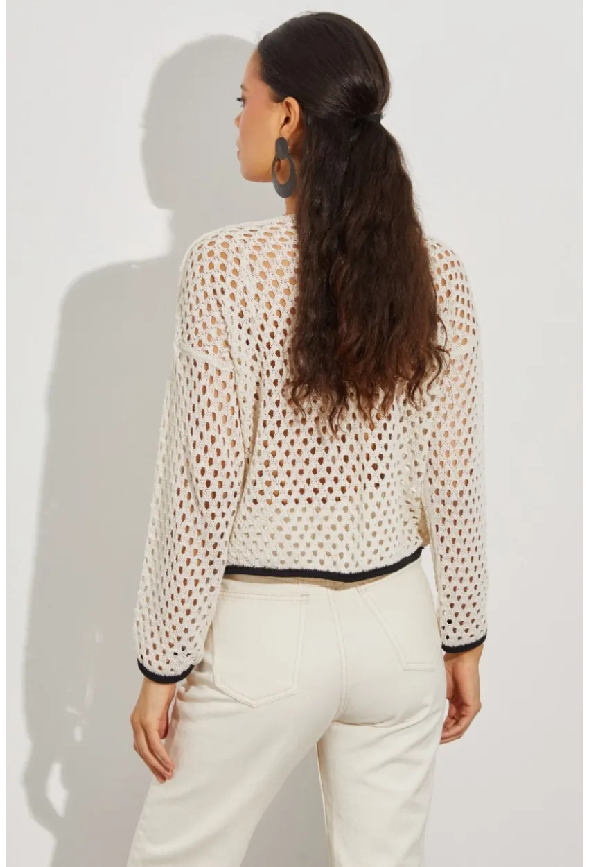 Kadın Taş Ajurlu Triko Bluz YV138