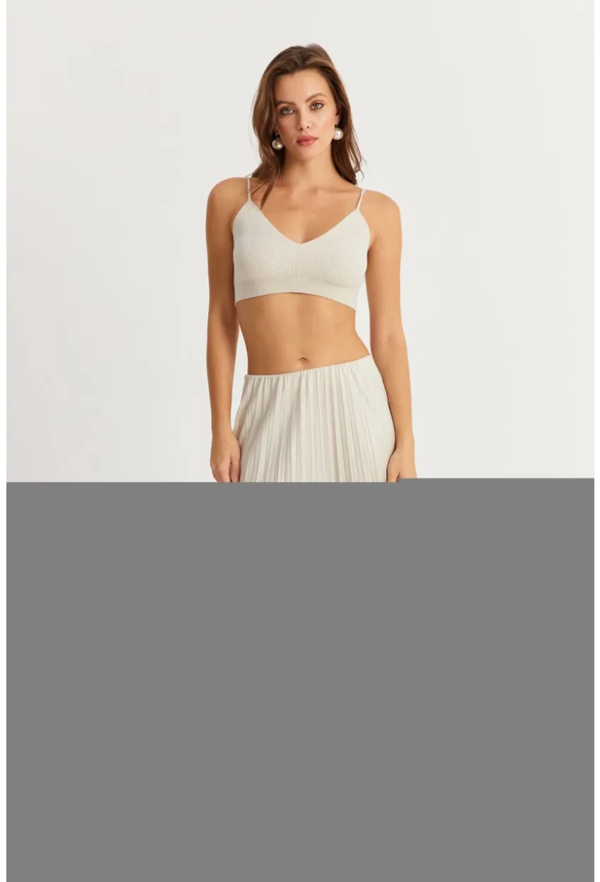 Kadın Taş Beli Lastikli Pilise Etek GÇ190