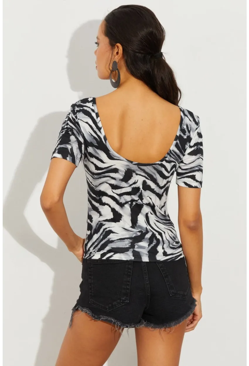 Kadın Taş Desenli Bluz LPP1224