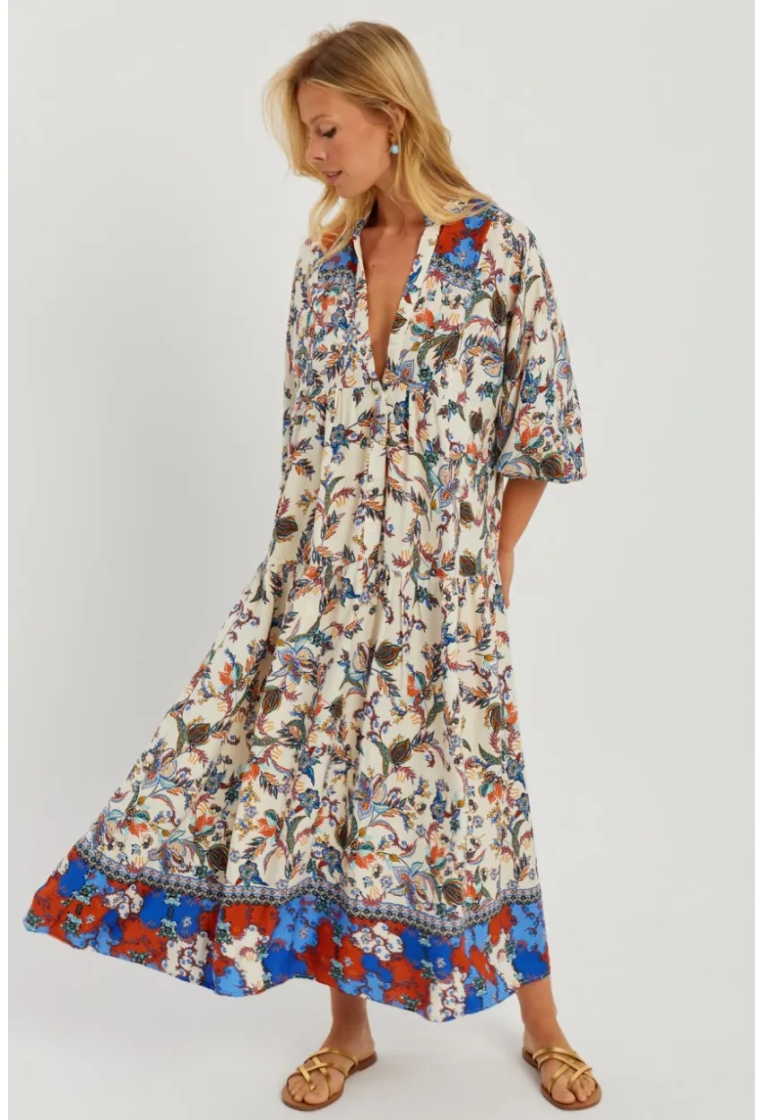 Kadın Taş Desenli Salaş Maxi Elbise GÇ166