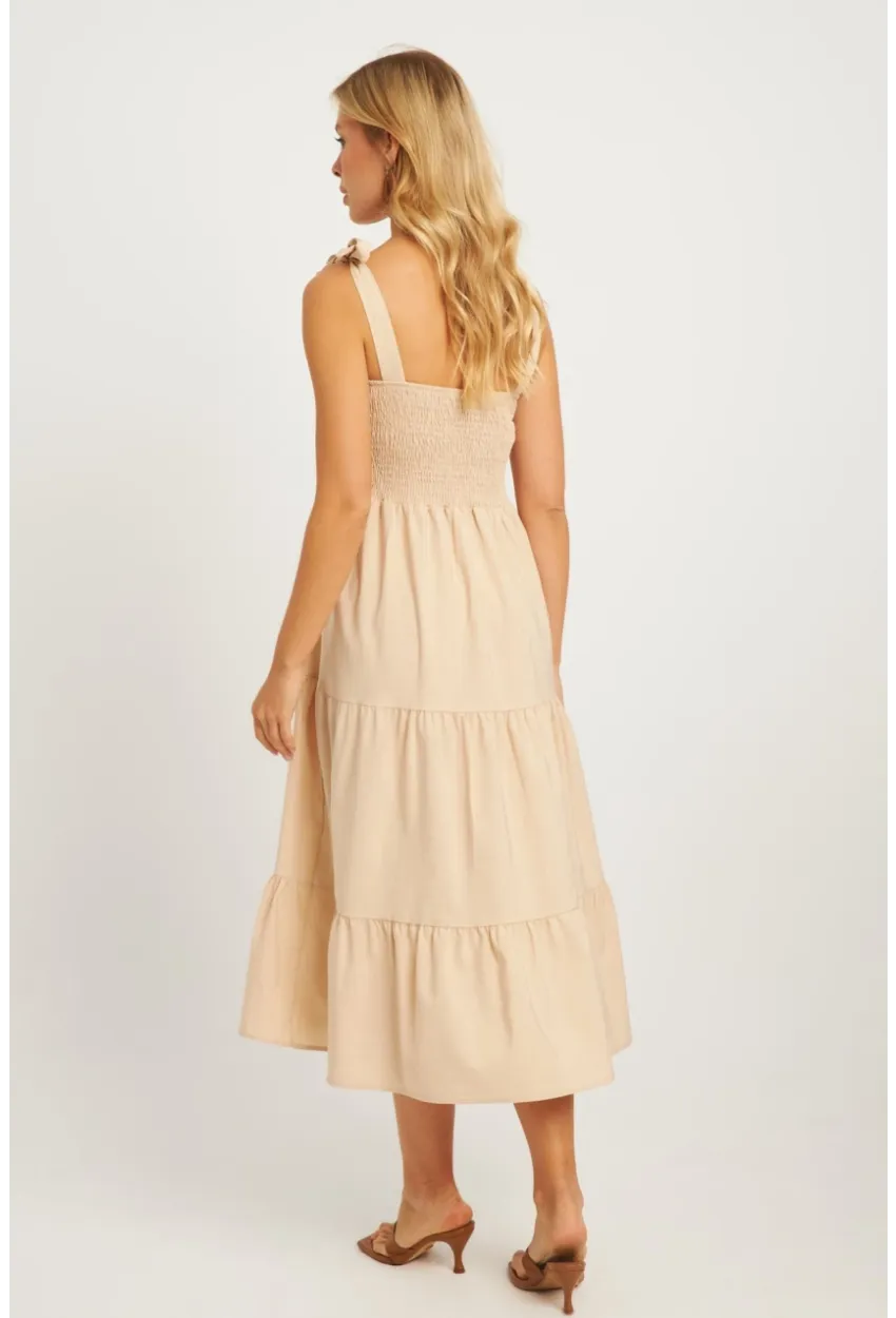 Kadın Taş Gipeli Volanlı Midi Elbise SGT407