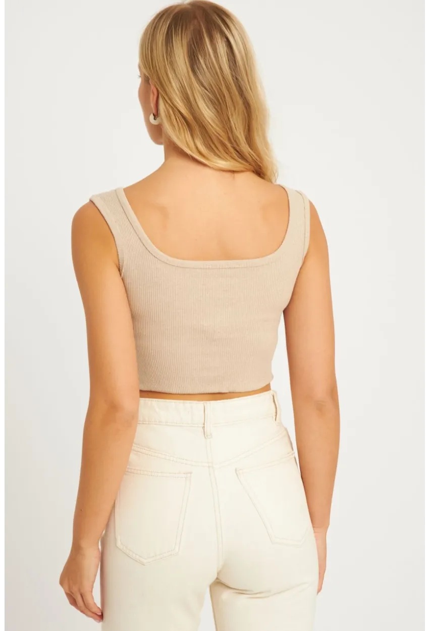 Kadın Taş Kare Yaka Crop Bluz XL2003