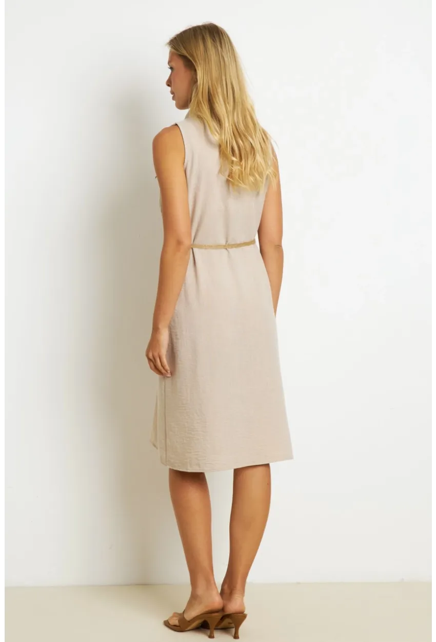 Kadın Taş Kemerli Gömlek Midi Elbise SGT404