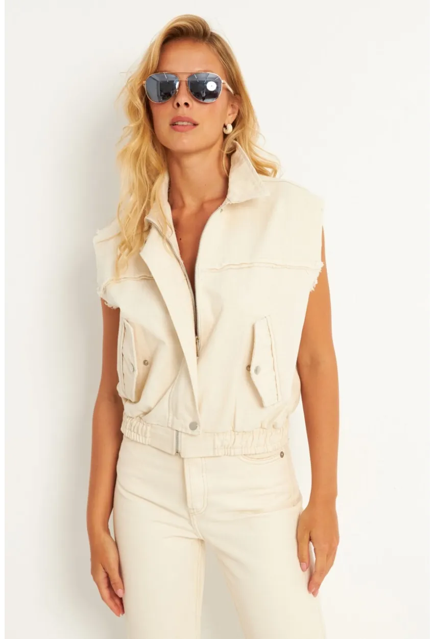 Kadın Taş Keten Ceket ELA3108