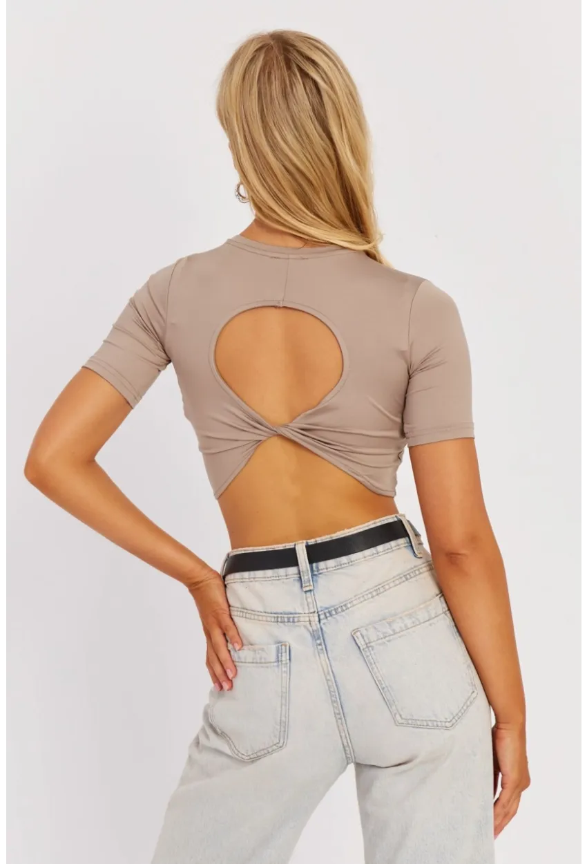 Kadın Taş Sırt Dekolteli Crop Bluz CY450