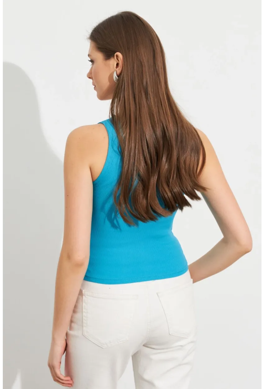 Kadın Turkuaz Patlı Kaşkorse Bluz MK02