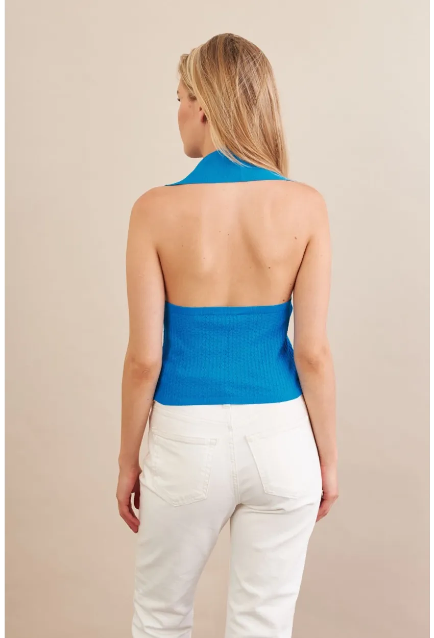 Kadın Turkuaz Sırtı Açık Bluz ZH01-90