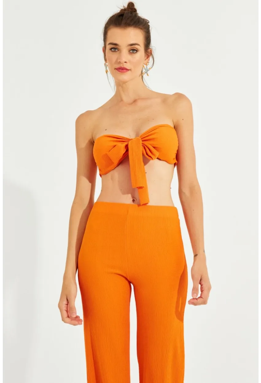 Kadın Turuncu Büstiyerli Pantolon Takım YEL221225