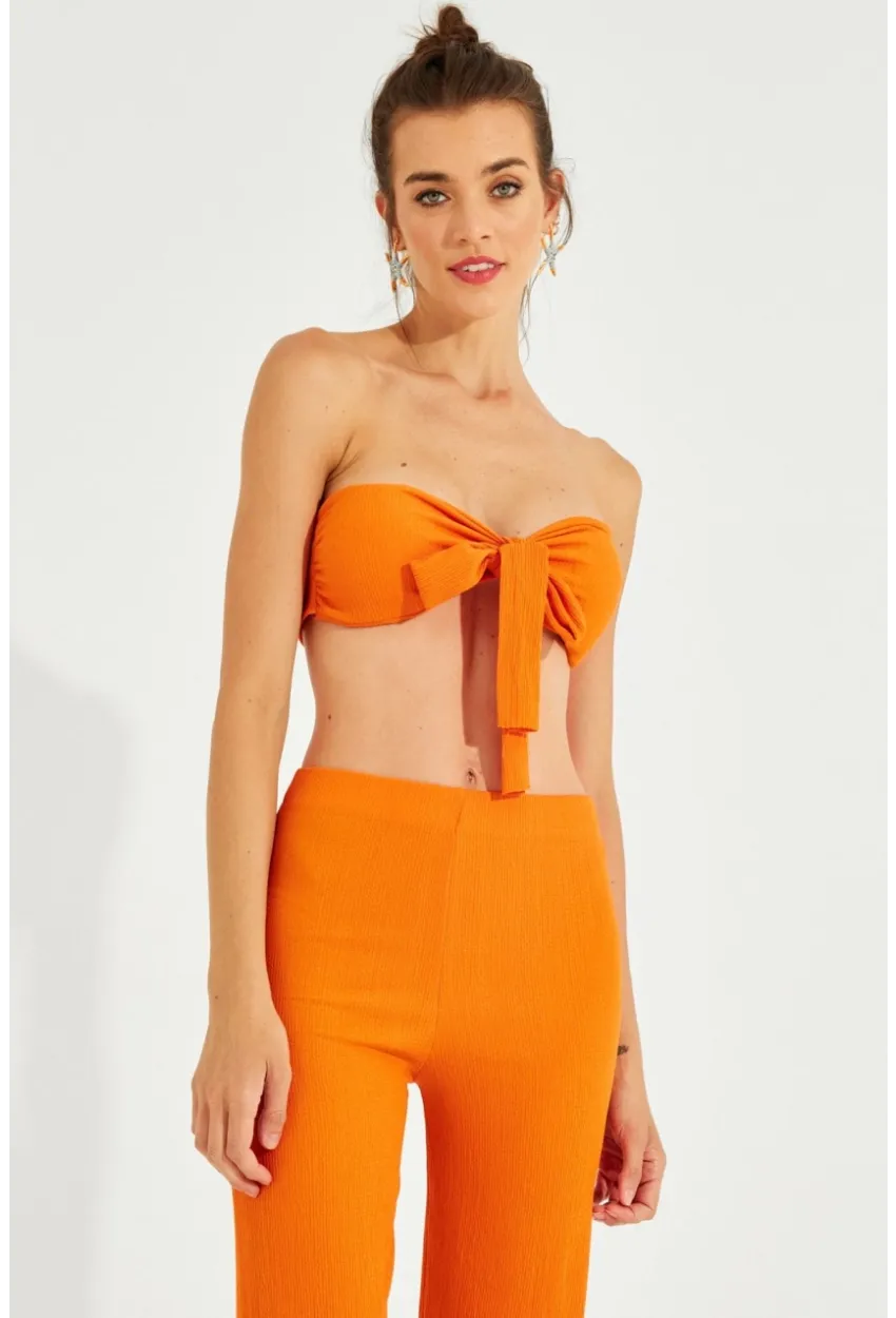 Kadın Turuncu Büstiyerli Pantolon Takım YEL221225