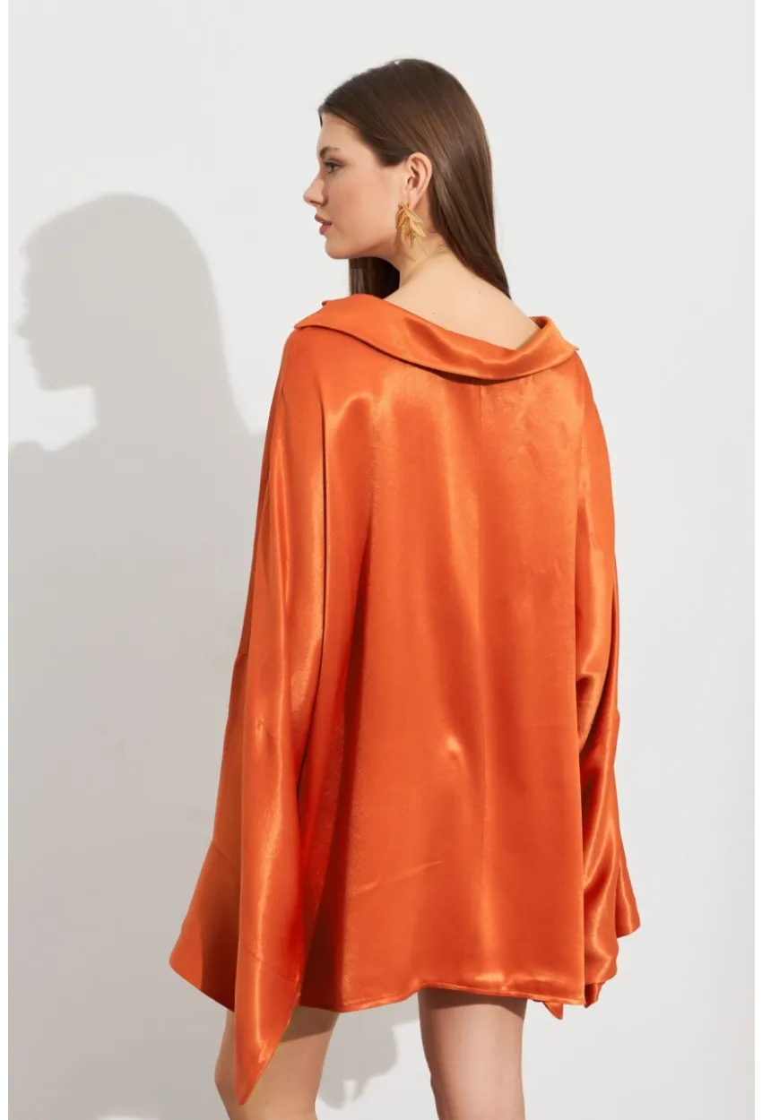 Kadın Turuncu Oversize Gömlek ROP106