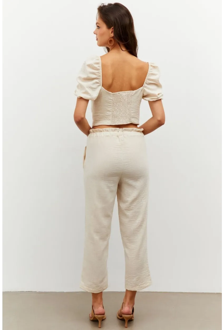 Kadın Vanilya Alt-Üst Keten Takım PP7440