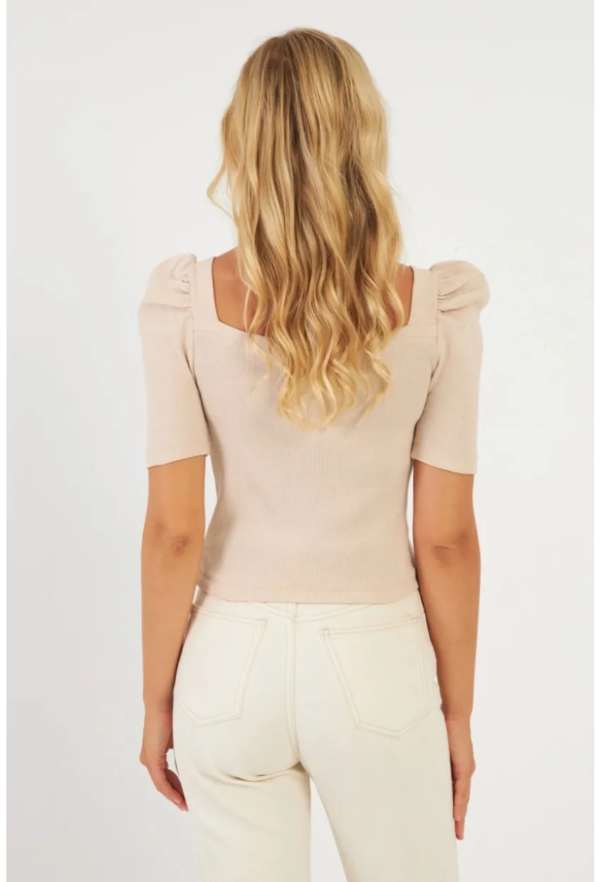 Kadın Vanilya Balon Kol Kaşkorse Bluz XL2019