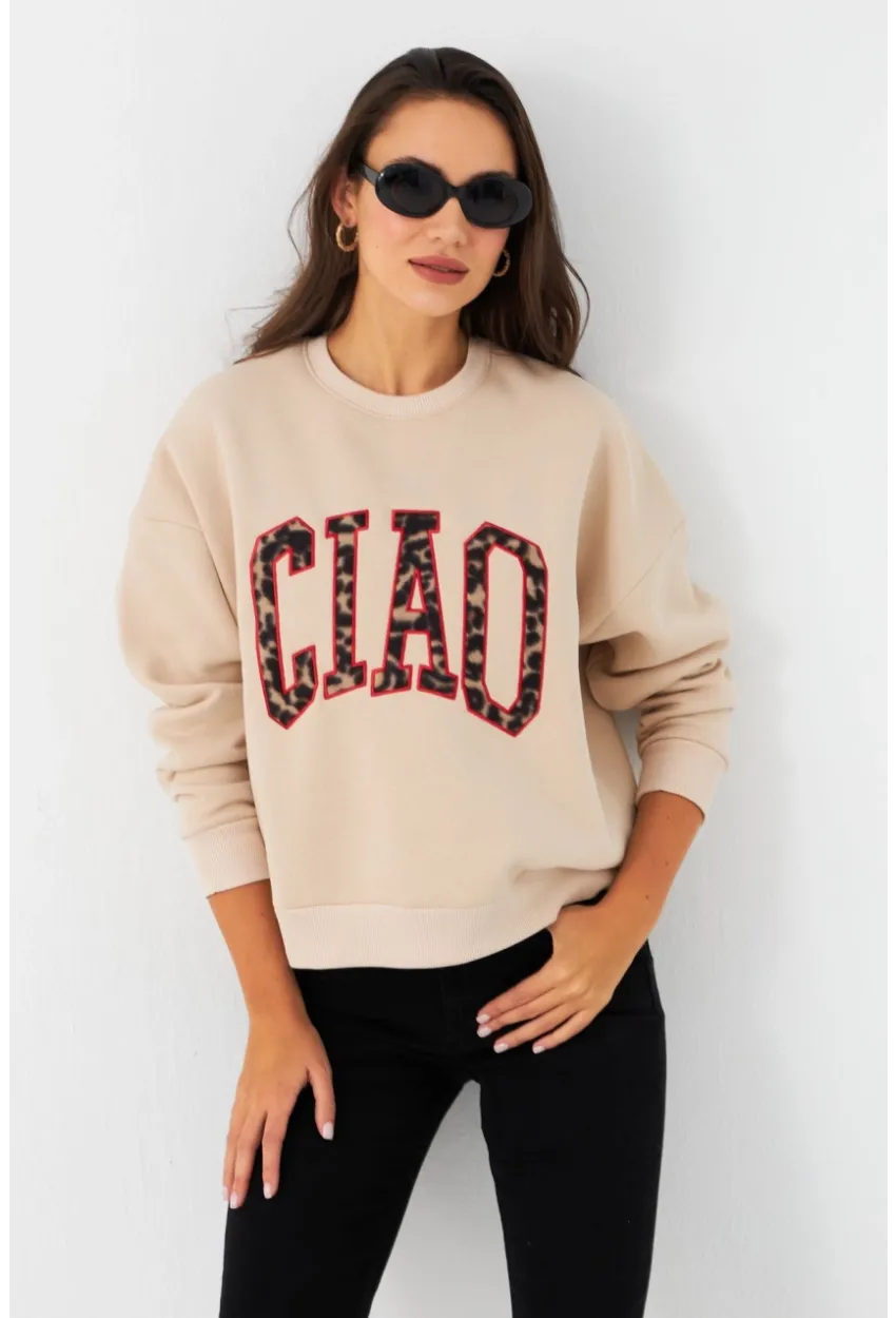 Kadın Vanilya Baskılı Sweatshirt MPP6429