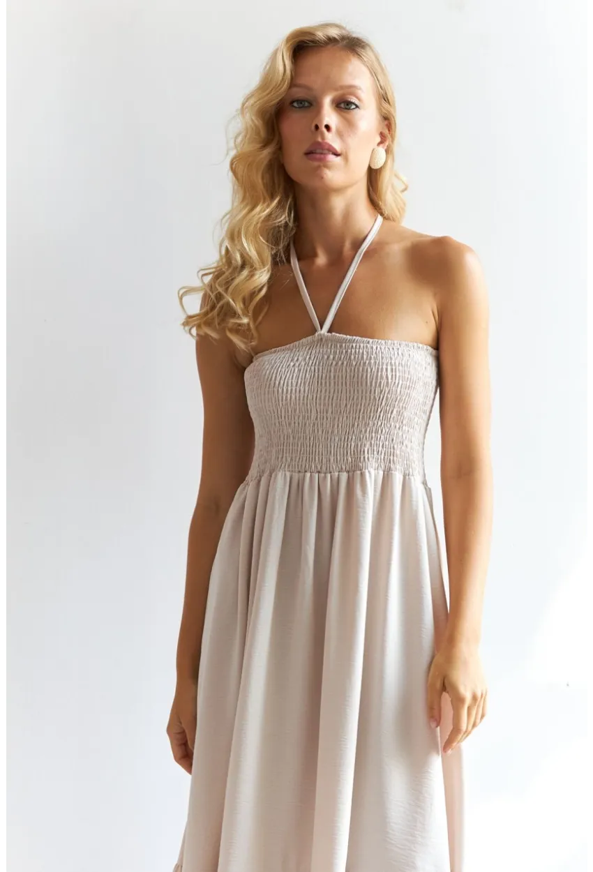 Kadın Vanilya Gipeli Midi Elbise SF12813