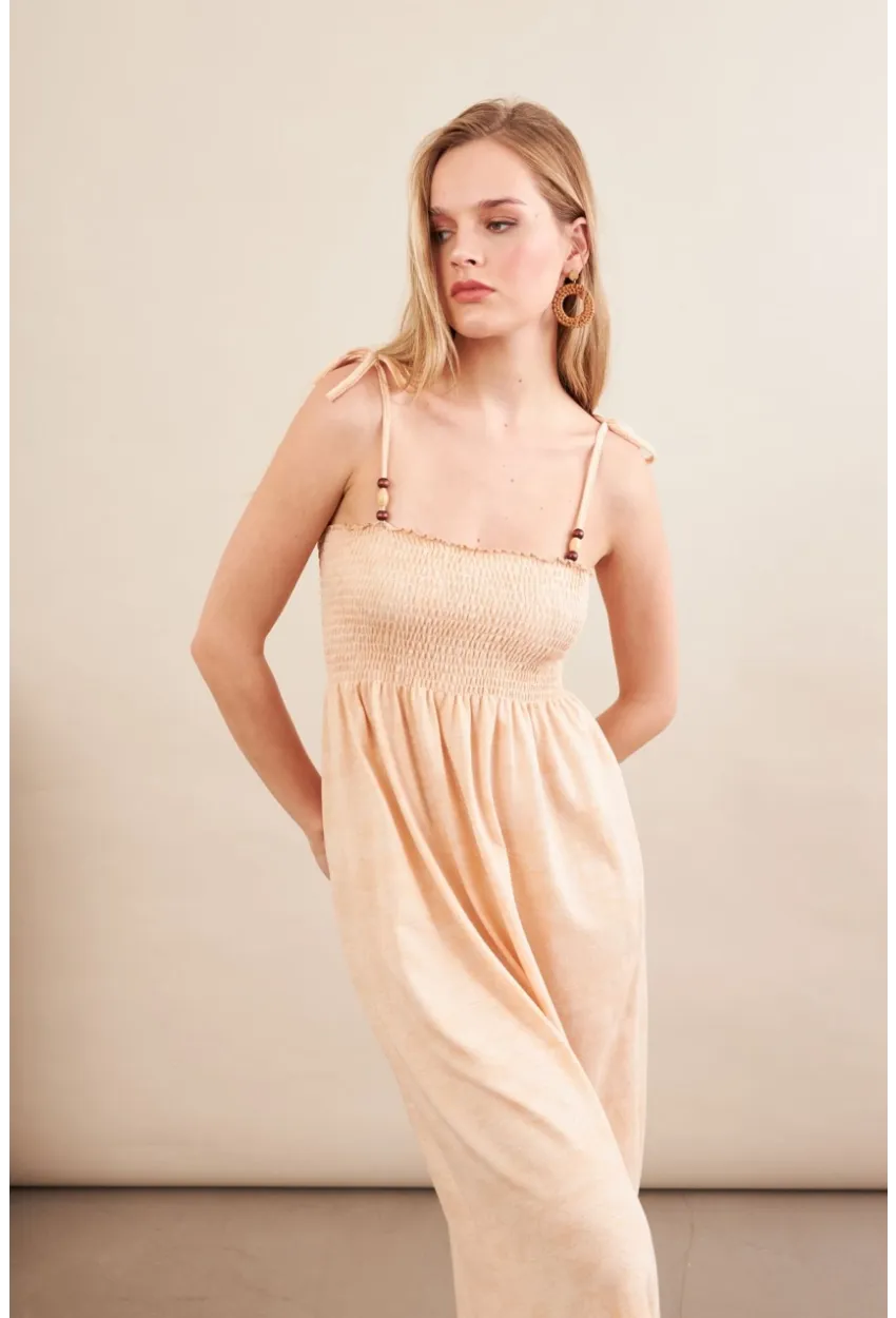 Kadın Vanilya Gipeli Midi Plaj Elbisesi OR501