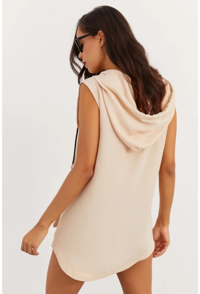 Kadın Vanilya Kapüşonlu Yelek RML06