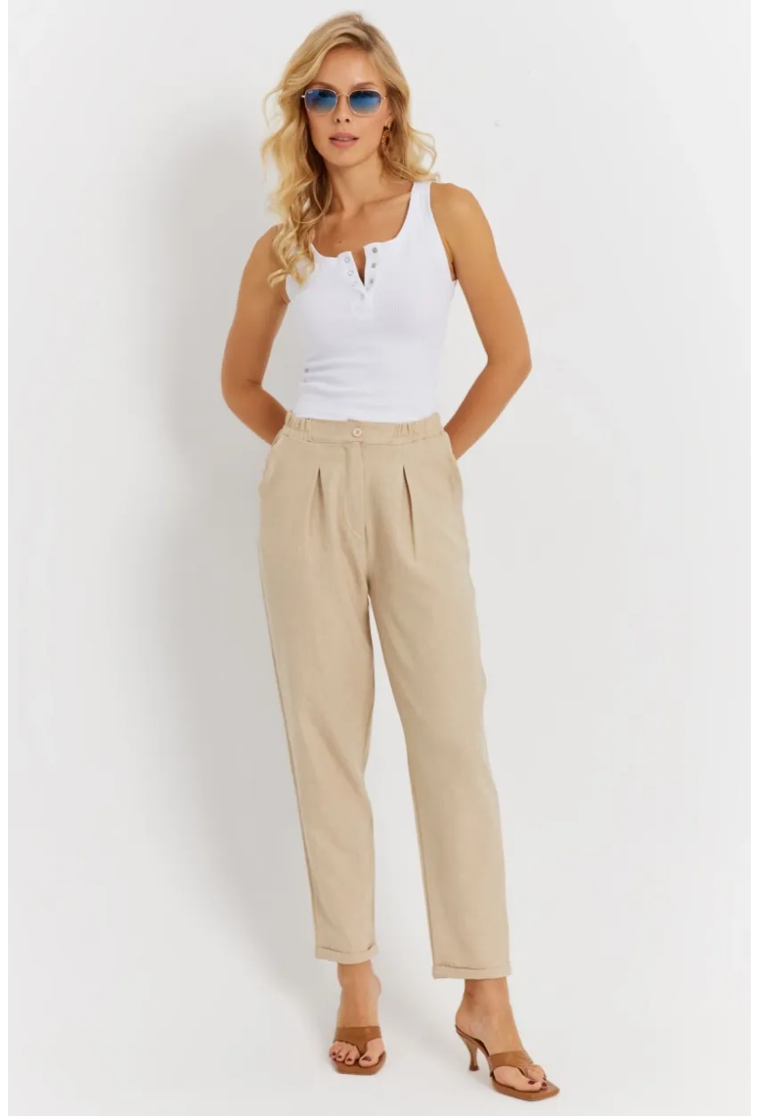 Kadın Vanilya Keten Pantolon DMR340