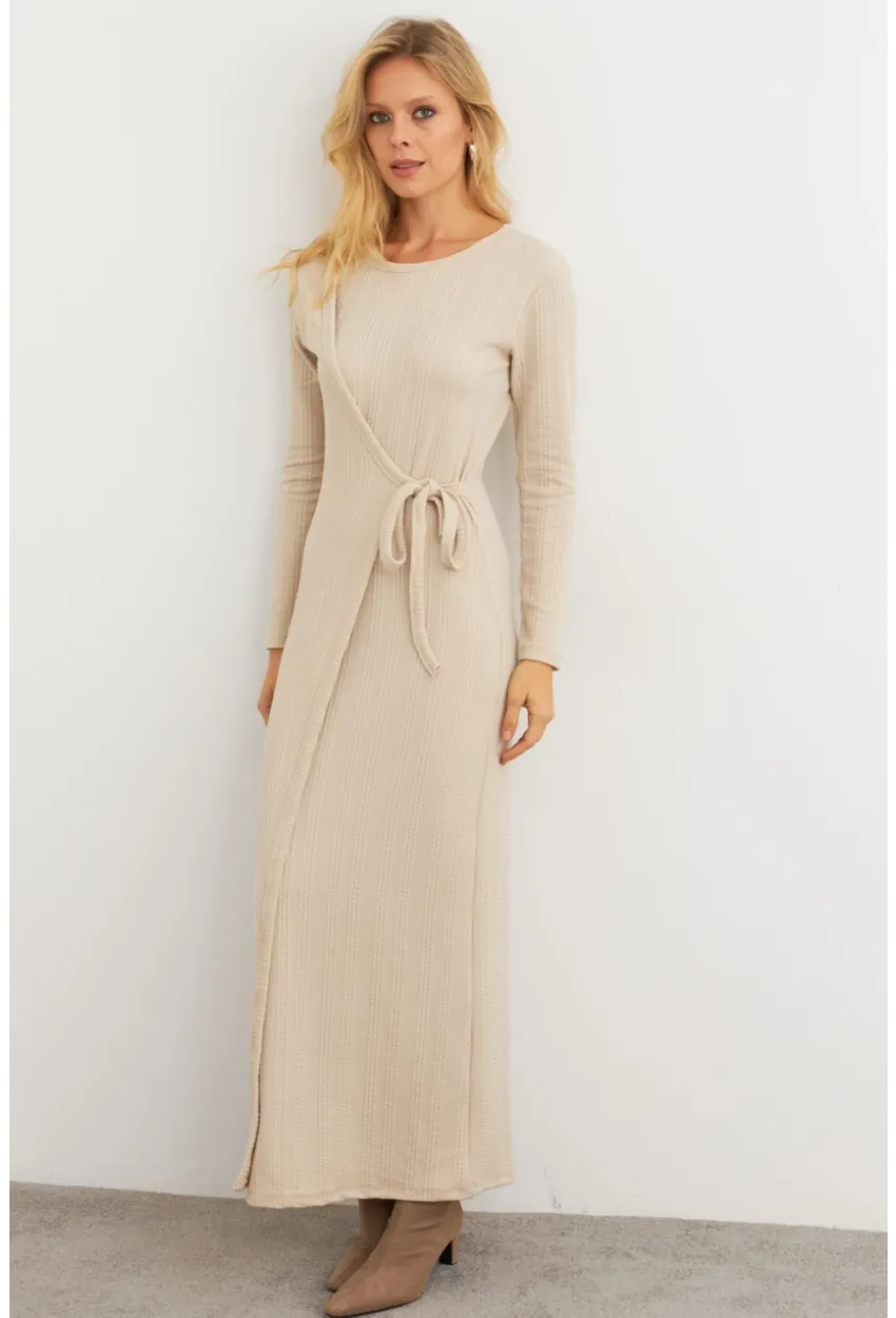 Kadın Vanilya Kruvaze Maxi Elbise MTF31