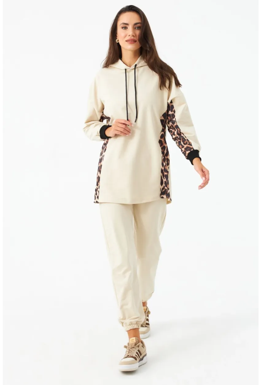 Kadın Vanilya Leopar Desenli Alt Üst Takım MPC301