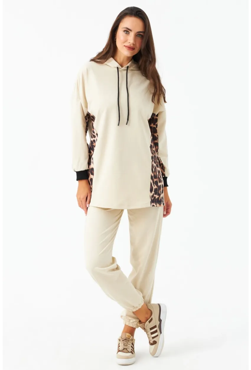 Kadın Vanilya Leopar Desenli Alt Üst Takım MPC301