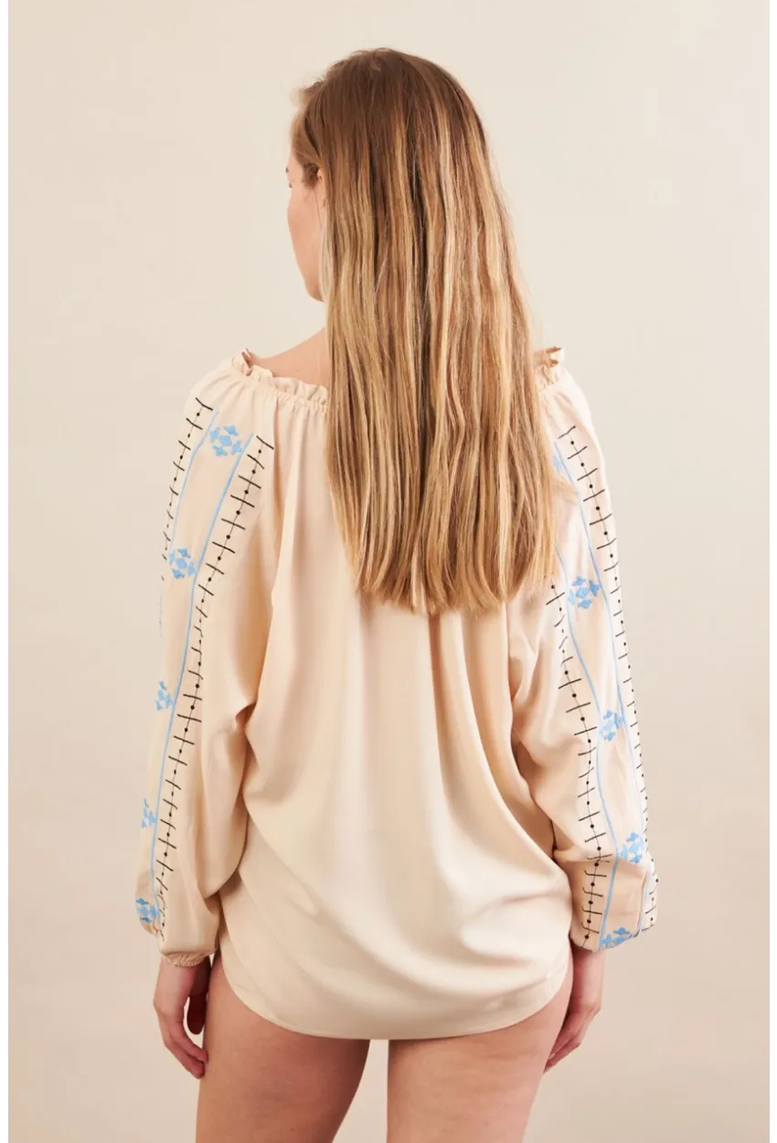 Kadın Vanilya Nakışlı Bluz MPC1344