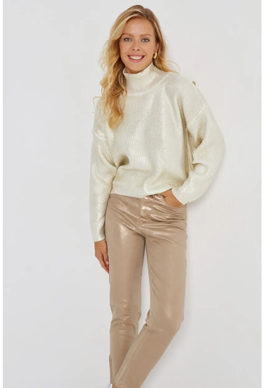 Kadın Vanilya Varakli Triko Bluz SF2530