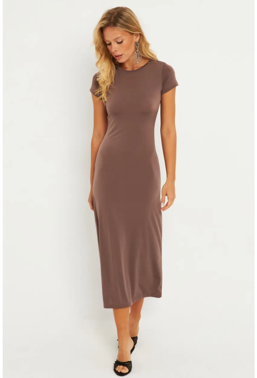 Kadın Vizon Basic Midi Elbise DMR261